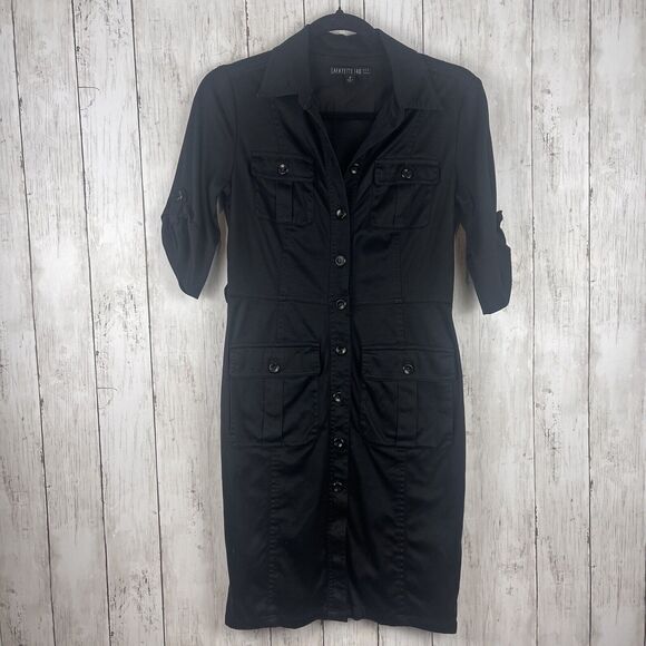Lafayette 148 New York Dress Size 0 Button Up Short Sleeve Casual Utility Work - Picture 1 of 13
